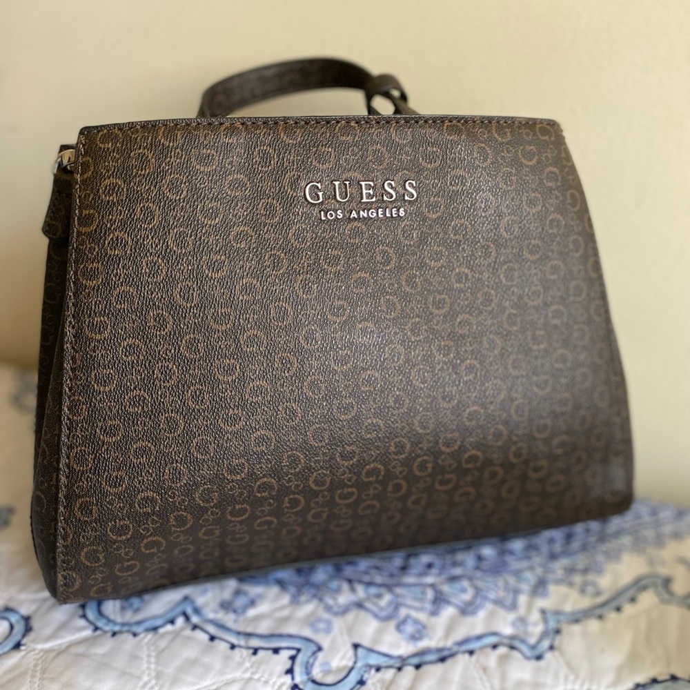 Guess brown medium size satchel crossbody purse